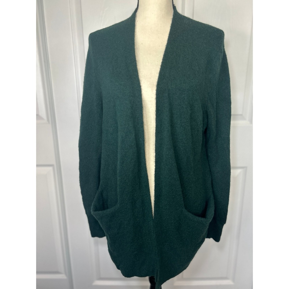 Madewell Cozy Walker Cardigan Hunter Green Alpaca Wool with Pockets Size Small